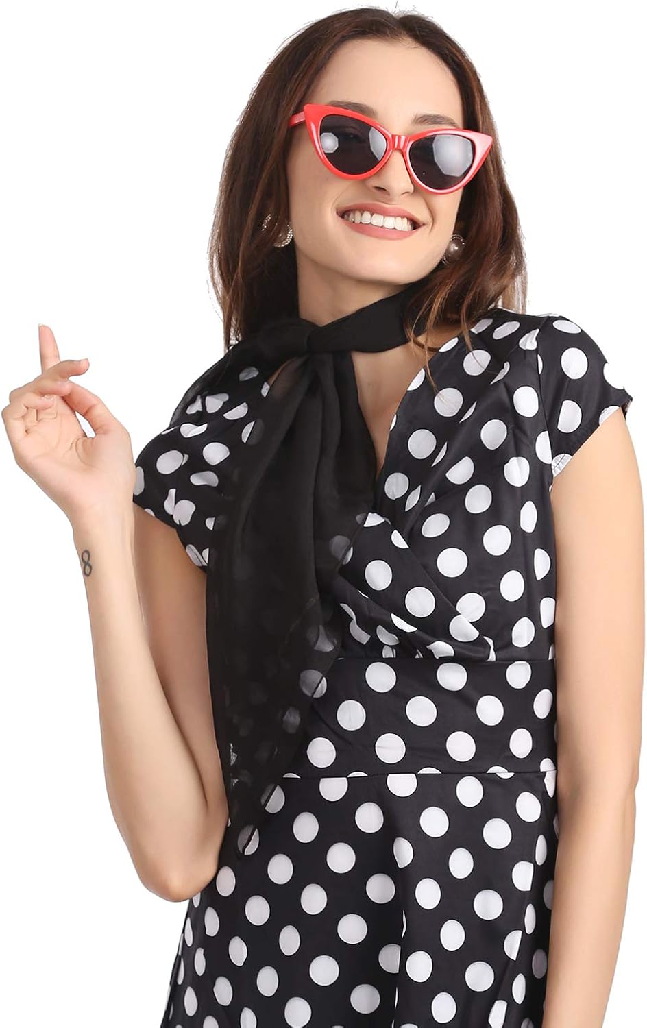 50s Chiffon Scarf Sheer Square Neck Head Scarf for Women - Image 2