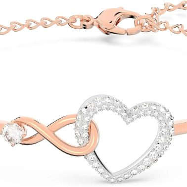 Infinity Heart Jewelry Collection, Necklaces and Bracelets, Rose Gold & Rhodium Tone Finish, Clear Crystals
