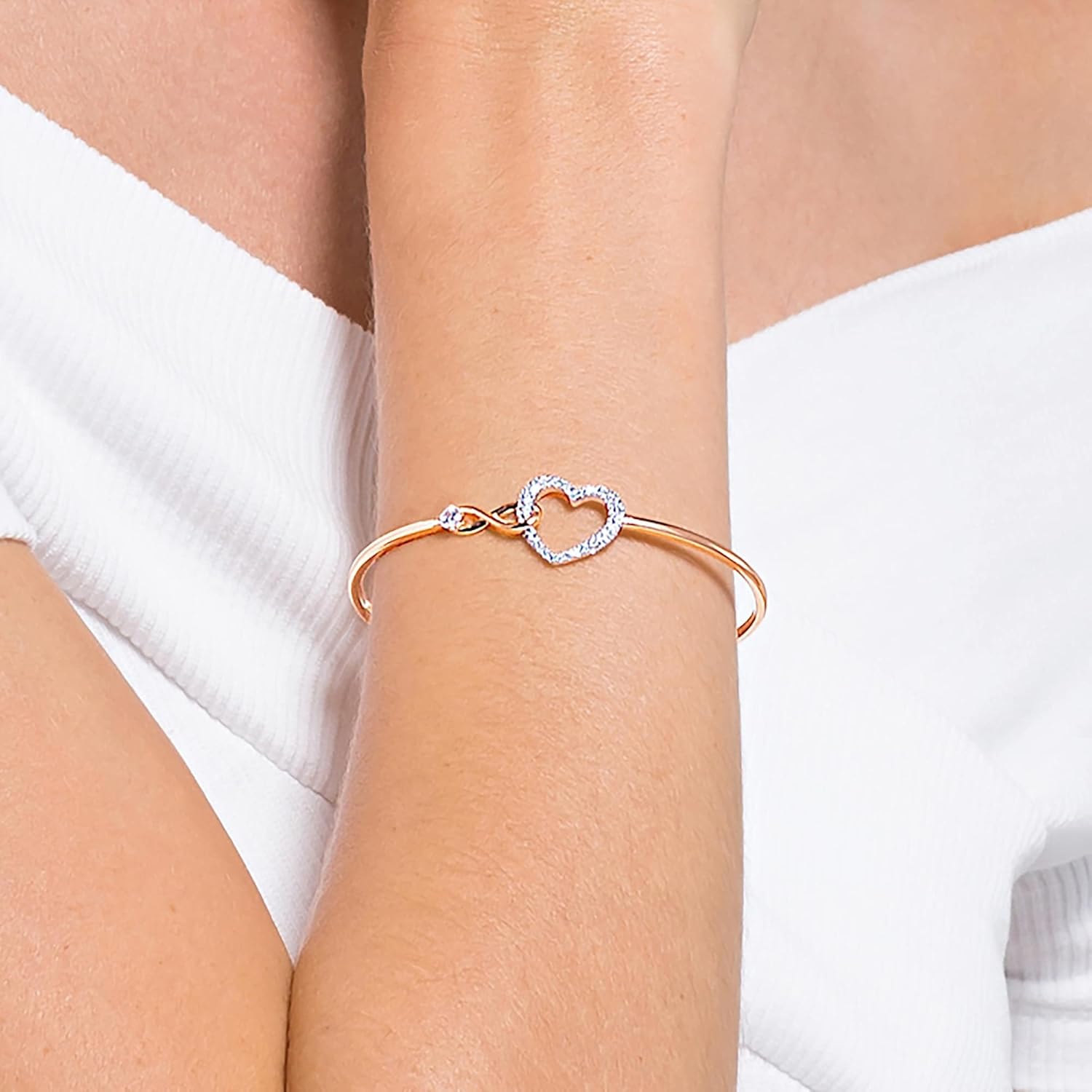 Infinity Heart Jewelry Collection, Necklaces and Bracelets, Rose Gold & Rhodium Tone Finish, Clear Crystals - Image 5