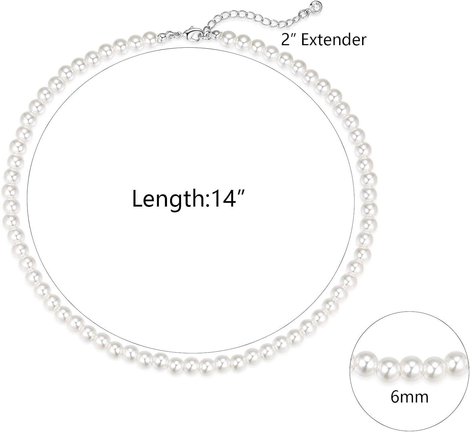 Pearl Necklace 4MM/6MM/8MM Dainty Round Imitation Pearl Choker Necklace Wedding Pearl Necklace Delicate Jewelry for Women Simple Bridesmaid Jewelry Gifts - Image 5